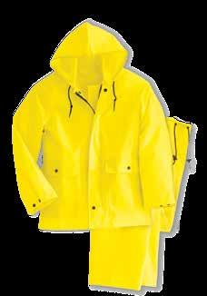 19* 237 PVC/Polyester Rain Suit Jacket and bib combination Jacket has vented cape back for breathability Bib has adjustable