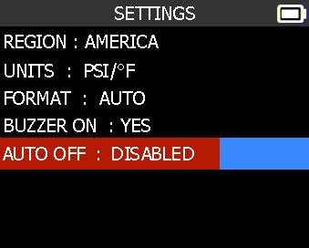 function or settings. The selection turns red.