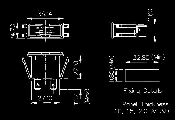 Captive Drawer /28 (2.8mm solder), /48 (4.8mm tab), /63 (6.3mm tab) /PC (PC spills) 1.