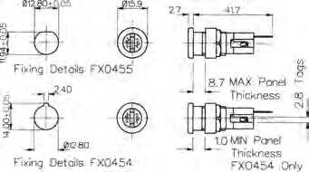 0mm 10A, 250V (16A, 250V UL) FX0458 FX0454, FX0455 FX0454/S, FX0455/S FX0458 Panel