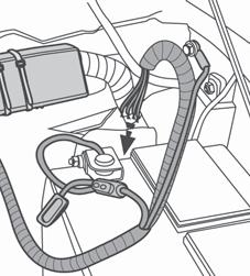Use 7" Cable Ties to secure Wiring Harness Positive Terminal Install Wiring Harness Route the leg of the Wiring Harness with the unterminated wires down to the
