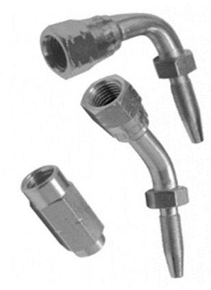 6mm hose Stainless 90 deg 7/16 JIC Reusable hose end 8.6mm hose complete 45 deg 7/16 JIC Reusable hose end 8.
