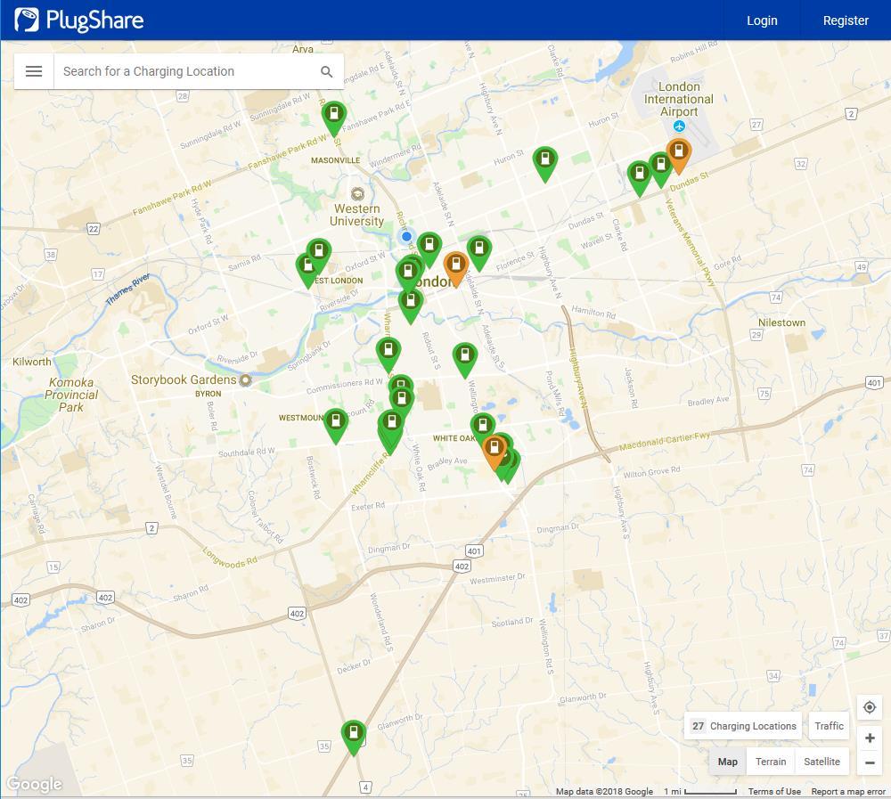 7 APPENDIX B Maps of Current Charging Locations and Upcoming NRCan Curbside Charging Stations