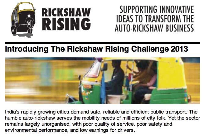 An early model for electric three-wheelers Source: rickshawrising.