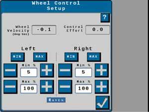 STEERING SETUP Integral Gain - This value corrects long-term errors in the steering control loop. This setting should be adjusted by qualified technicians only.