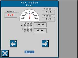 DIAGNOSTICS AND TROUBLESHOOTING MAX PULSE TEST FIGURE 13. Max Pulse Test Screen 1. Drive forward at 1-4 mph. 2. Select Begin. FIGURE 14. Max Pulse Test Screen 3.