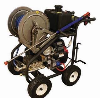 HXR-Series Electric-start washers are mounted on a master frame with 4 pneumatic tires for easy transport.