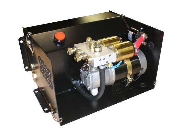 HF 12-24-3,3-DTP DC hydraulic power unit for bogie lift axle This hydraulic power pack is designed for electro-hydraulic rear axis bogie lifts.