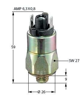 HF 3040 Adjustable piston pressure switches with push-on terminals Specification: - adjustment range 50-200 bar - piston pressure switches with push-on terminals -