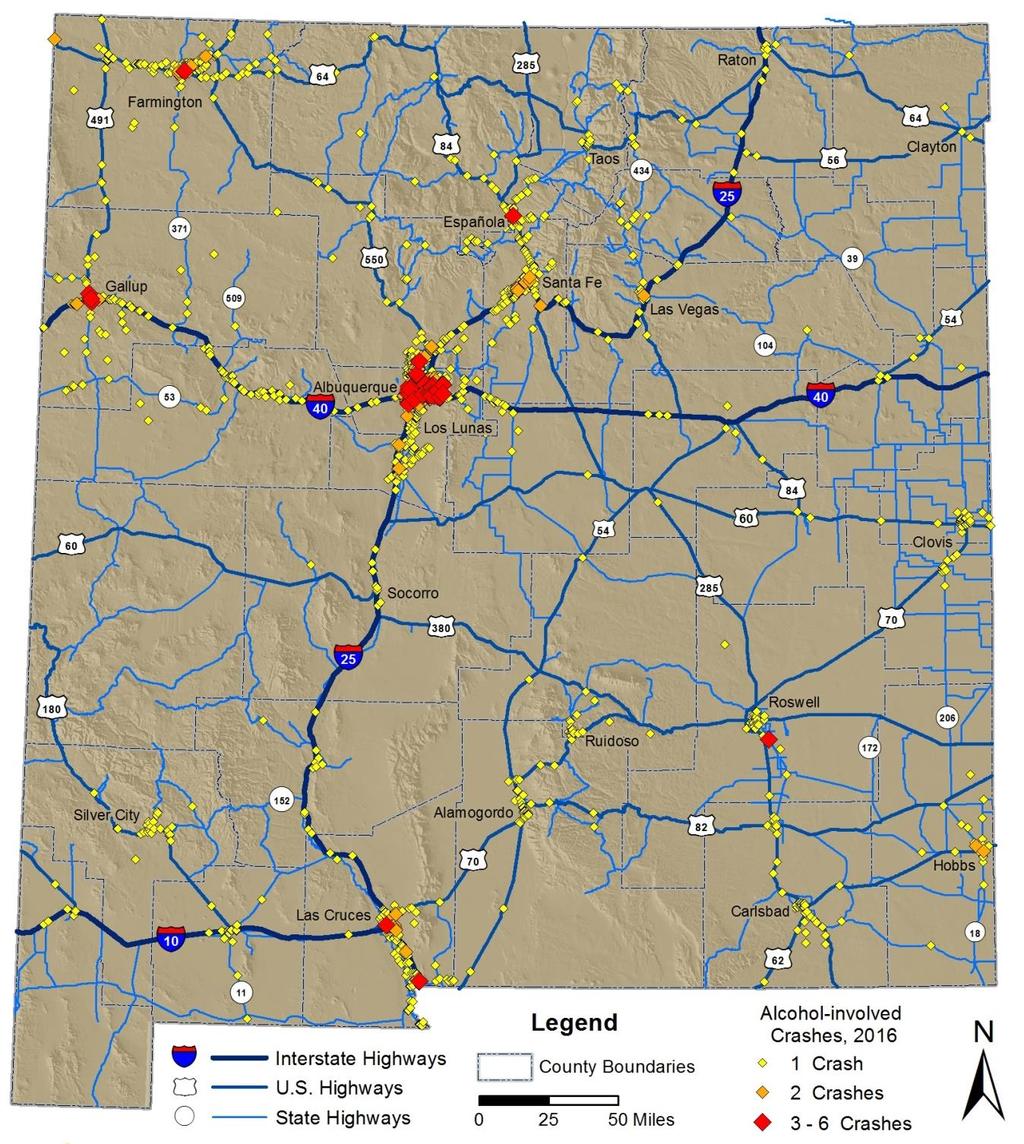 Appendix Maps Map 4: Alcohol-involved, 2016 A map of alcohol-involved crashes by county is provided