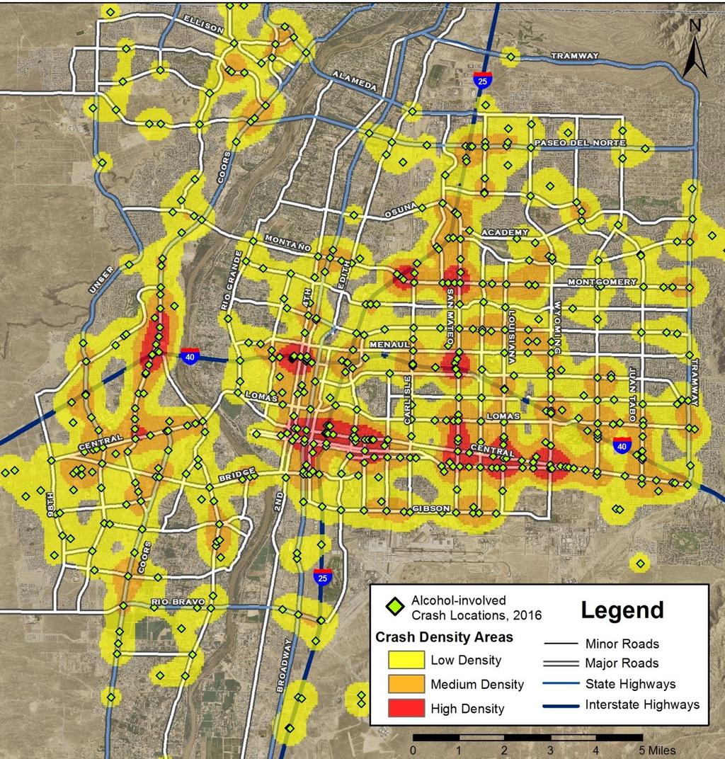 Appendix Maps Map 15: Density of Alcohol-involved in Albuquerque, New