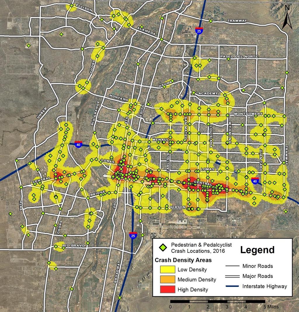 Appendix Maps Map 16: Density of Pedestrian- and Pedalcycle-involved in Albuquerque,