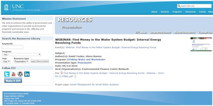 Webinar: Internal Energy Revolving Funds http://www.efc.sog.unc.