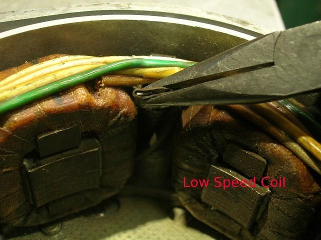 The low speed coil is indicated by the red arrow.