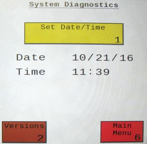 Diagnostics After pressing the DIAGNOSTICS key in the MAIN MENU screen, the screen on the left should appear: 1.