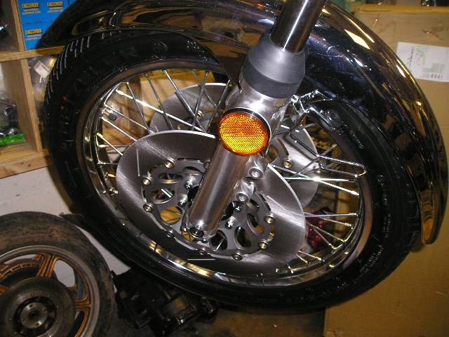 Thursday 21st June: I fitted the centre stand today along with new bolts and springs. Then i fitted the 4 pot AP lockheed calipers to the fork legs.