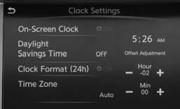 ESSENTIAL INFORMATION CLOCK SET/ADJUSTMENT To adjust the time and the appearance of the clock on the display: 1. Press the SETTING button on the control panel.. Select the Clock key.