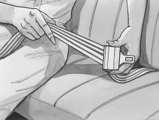 1. Make the belt as long as possible by tilting the latch plate and pulling it along the belt. 2. Put the restraint on the seat. 3.