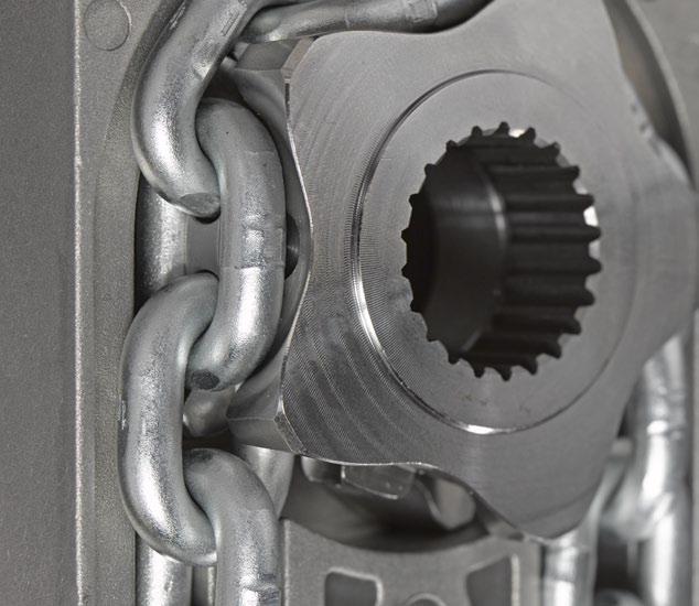 Innovative chain drive You will find the new patented 5-pocket chain sprocket (EP 2 047 141 B1) and the fieldproven, robust chain guide in spheroidal graphite cast iron convincing.