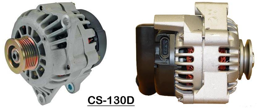 The CS-130D can be spotted by their lack of an external fan behind the pulley. These alternators have an internal fan. They also have a plastic casing on the back.