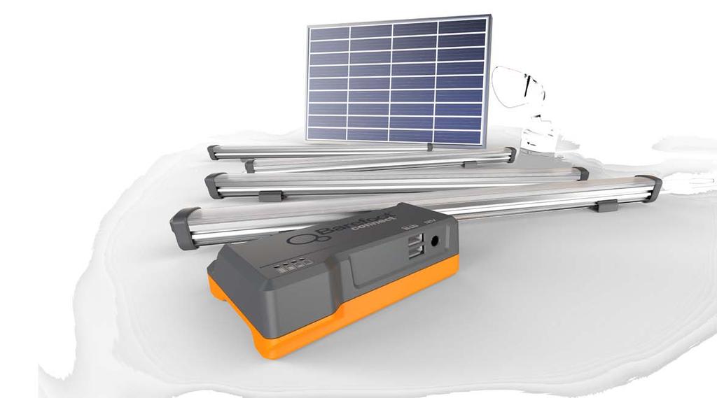Barefoot Connect 3010 Solar Power System Product Highlights : The Barefoot Connect 3010 includes four ultra bright LED tube lamps that can light up four rooms while providing enough power to run and
