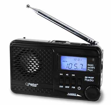 Solar MP3 Player and Radio Barefoot Power Solar MP3 Player and Radio The Barefoot Power MP3 player and Radio is perfect for areas without reliable grid power.