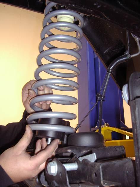 Front Installation: 1. Prepare for the front installation by removing the following items from the front of the vehicle: tires/wheels, shocks, and sway bar end links.