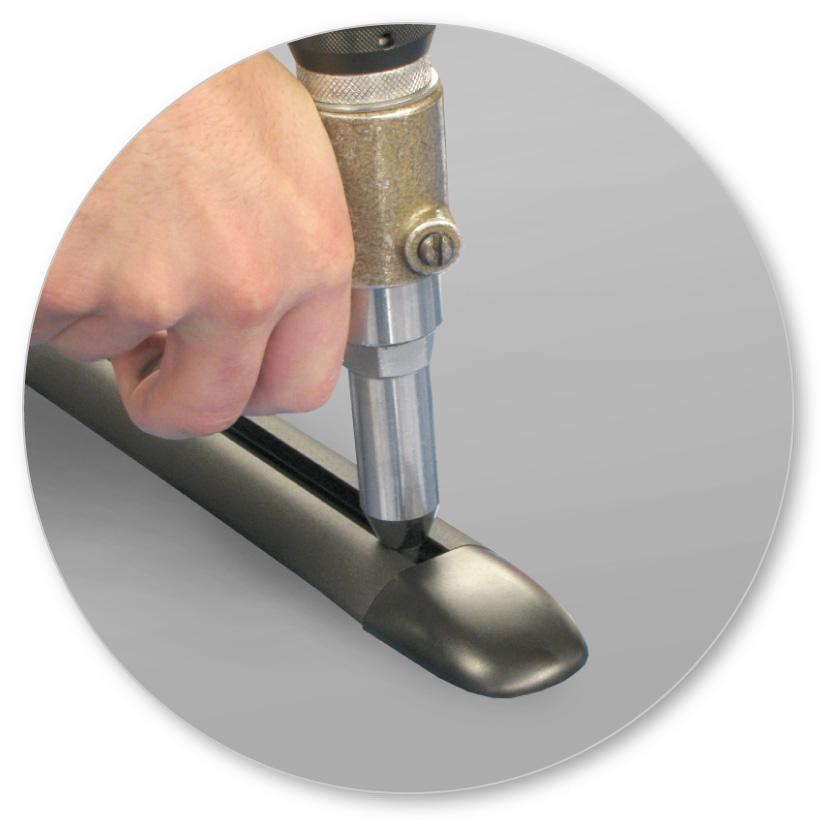 Fit pop rivet nozzle supplied with tracks to your rivet gun.