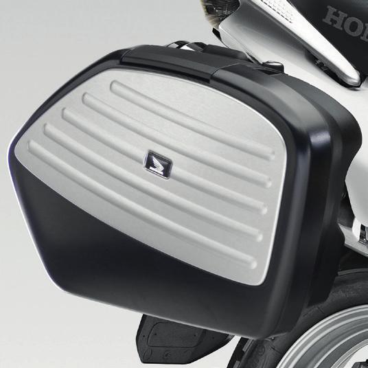 A set of two aerodynamically shaped 29L panniers especially designed to look fully integrated on the NC750S.