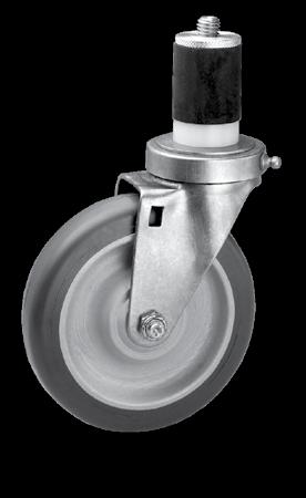 CASTERS (155mm) 4-5/1 (110mm) GRAY POLYURETHANE POLY-LOC S 200 lbs (90 kg) C21-2050-SS C21-2051-SS C23-SS SERIES MEDIUM DUTY STAINLESS STEEL STEM CASTERS FOR 1, 1-1/, 1-1/2, 1-5/8 & 2 (25mm, 32mm,