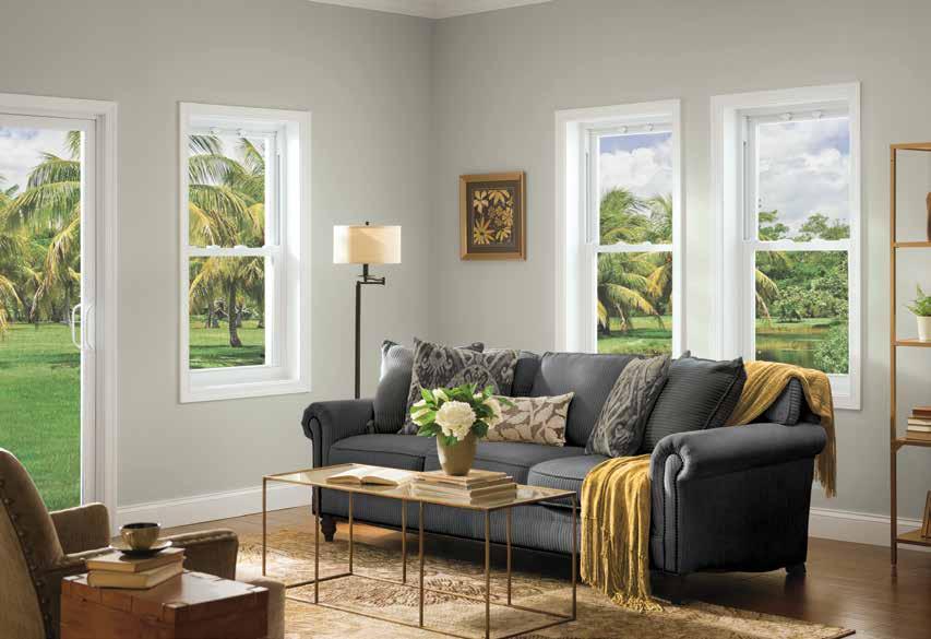 IMPACT-RESISTANT GLASS 70 Series Double-Hung Windows with StormDefense Protection Impact-resistant glass for coastal areas.