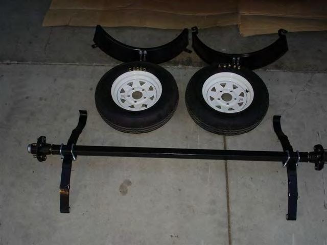 Axle, Spring, Fender Assembly AXLE, SPRINGS, TIRES, FENDERS ATTACH SPRING & FENDER (3) ATTACH AXLE TO SPRING SET (4) FENDER, SPRING, AXLE MOUNT STEP 8: Lay slipper springs in spring