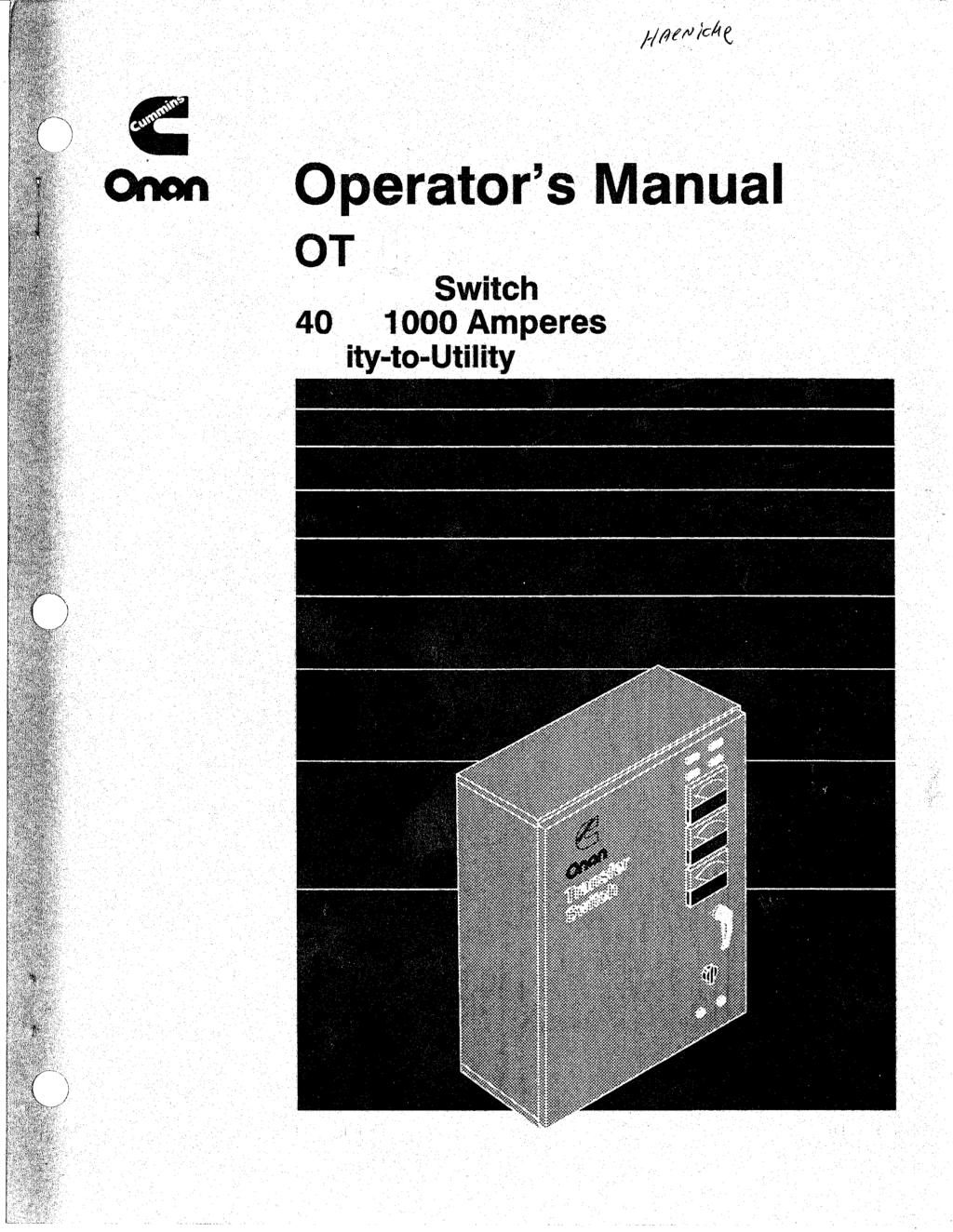 c Onon Operator's Manual OT Transfer Switch 40 to 10iOO