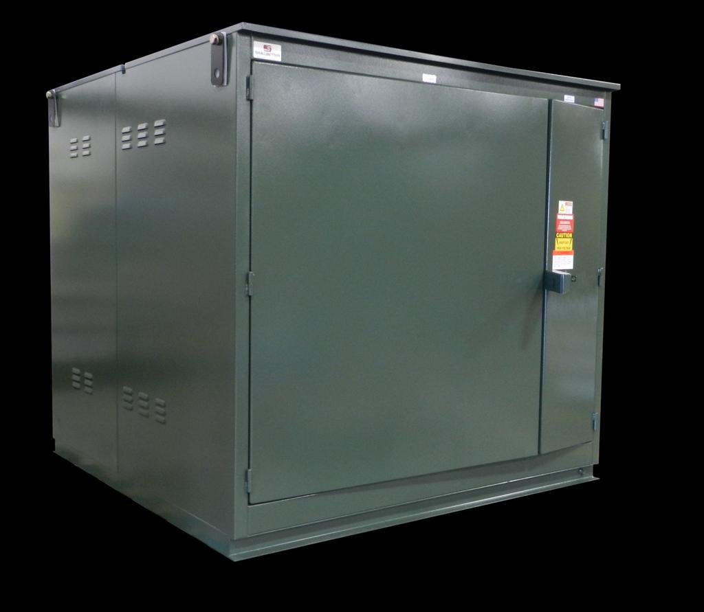 PADMOUNTED CAPACITOR BANKS CONSTRUCTION FEATURES 10 5 1 2 8 3 10 1. Lifting provisions with removable lifting plates and blind-tapped bolt holes. 2. Stainless steel hinges, loose joint pin, allows doors to be removed in the open position.