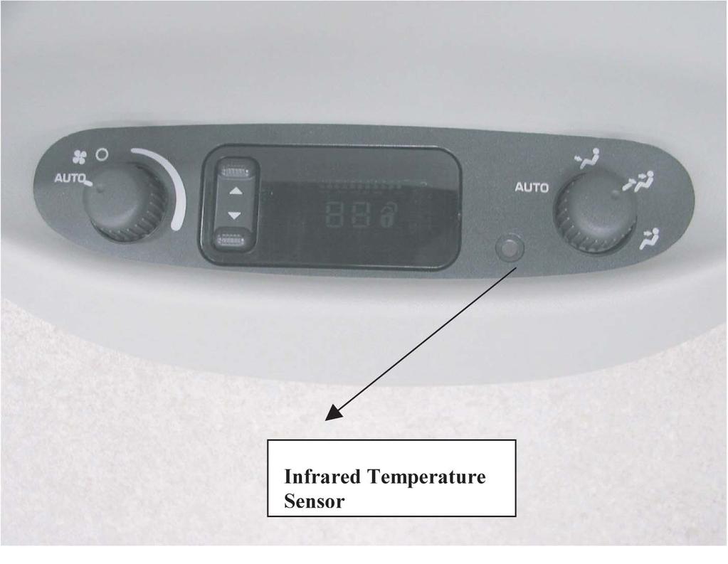 Infrared Temperature Sensors The auxiliary inside air temperature sensor is an infrared sensor. This component is integral to the rear auxiliary HVAC control module, Figure 3-17.