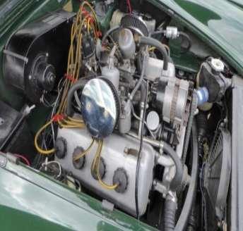 The four-cylinder flathead engine sits backwards in the chassis, with the transmission ahead of it.