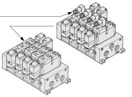 59 Series S000 Manifold Specifications Plug-in Type: With Terminal Block Since lead wires of solenoid valve are connected with the terminals on upper surface of terminal block, corresponding lead