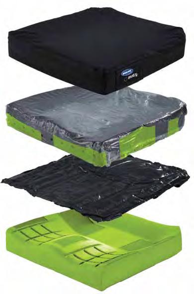 FLO-TECH CUSHION Outer cover - Moisture resistant and breathable. Includes non-slip base, hook and loop fastener strips and a lifting strap. Expandable cover facilitates use with Fit Kit components.