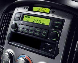 radio, CD player, MP3 player and USB/AUX.