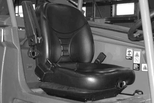 OPERATION OPERATOR SEAT The operator seat has three adjustments: backrest angle, operator weight, and front to back. The front to back adjustment lever adjusts the seat position.