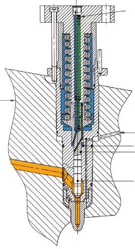 The high-pressure gas from the gas supply flows through the main pipe via narrow and flexible branch pipes to each cylinder s gas valve block system and accumulator.