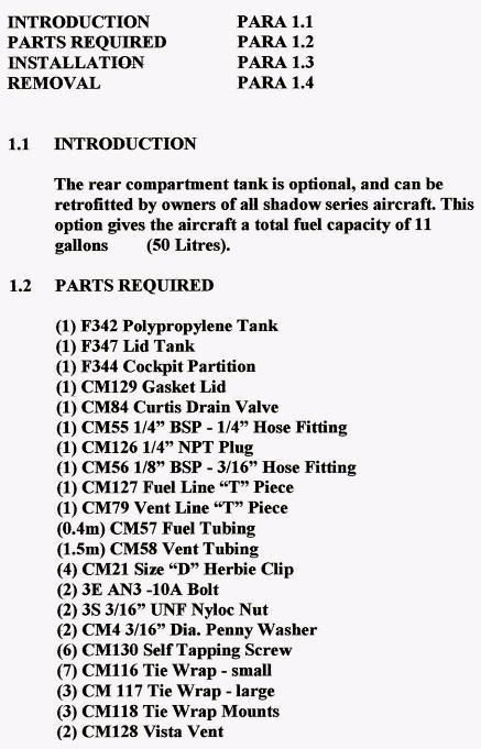 Annex H - Electric Trim Tab (Optional) (see Shadow D-D Pilot's Notes) Annex J -