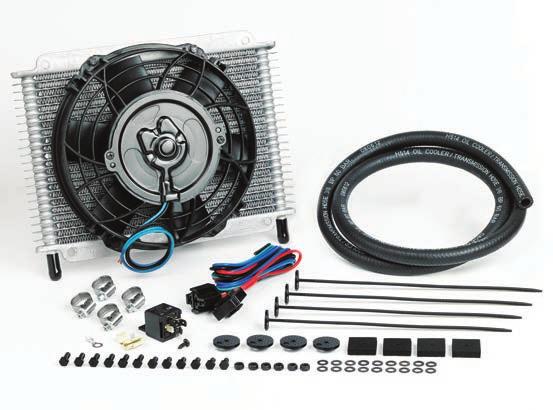 Transmission Oil Cooler Kits Hydra-Cool Specifications OVERALL CORE PART # VOLTS THICKNESS mm WIDTH mm HEIGHT mm WIDTH mm HEIGHT mm INLET/OUTLET SIZE CORE PART # # OF PLATES 691 12 V
