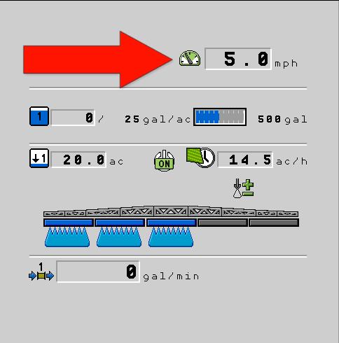 While traveling at a consistent speed, confirm that the tractor display or tractor A-post speed matches the speed displayed in the Universal Terminal.