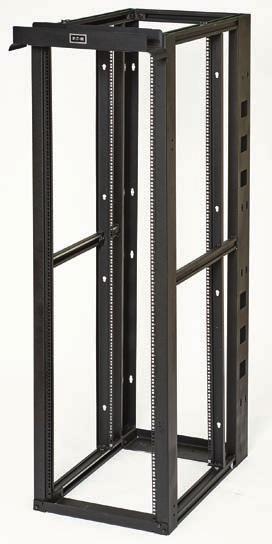 igh ensity Network Rack Series Four-post adjustable rack, square hole Open 19" four-post frame with EI steel mounting rails vailable in 45 RMU and 52 RMU heights with permanently stamped RMU markings