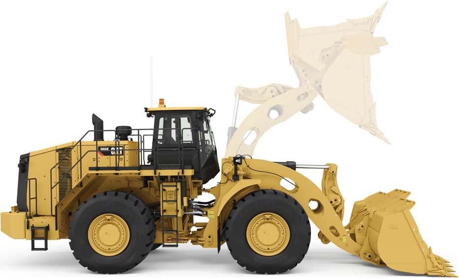 986K Wheel Loader Specifications Dimensions All dimensions are approximate. 7 10 1 2 3 8 9 5 4 6 11 12 14 13 Standard Li Linkage High Li Linkage 1 Ground to Top of ROPS 4100 13.5 4100 13.