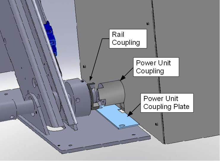7. Installing the Power Unit A. Rail and Power Unit Coupling The power unit coupling corresponds to the rail coupling on the drive shaft extending from the guide rail as shown in Figure 12.
