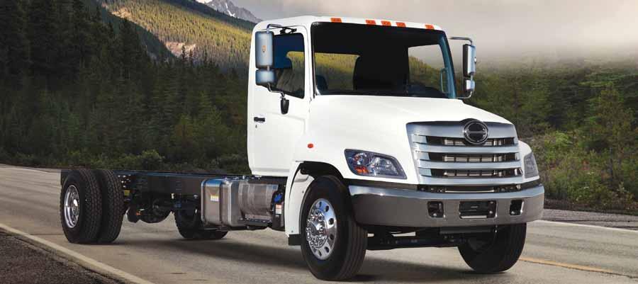 Hino 338 Truck shown with optional equipment. SPECIFICATIONS GVW (lbs./ kg) AXLE CAPACITY (lbs./ kg) SPRING CAPACITY (lbs./ kg) ENGINE (Hino) EXHAUST GAS AFTER- TREATMENT SYSTEM MAX. OUTPUT (HP) MAX.
