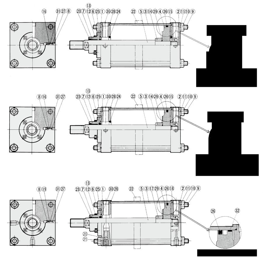 Air ylinder: Standard /, S Series onstruction @6 # In the case of or product applicable to the lass Pressure Vessel Act.