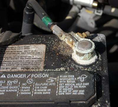 Note: Corroded battery cables can lead to increased resistance and a voltage drop in the motor